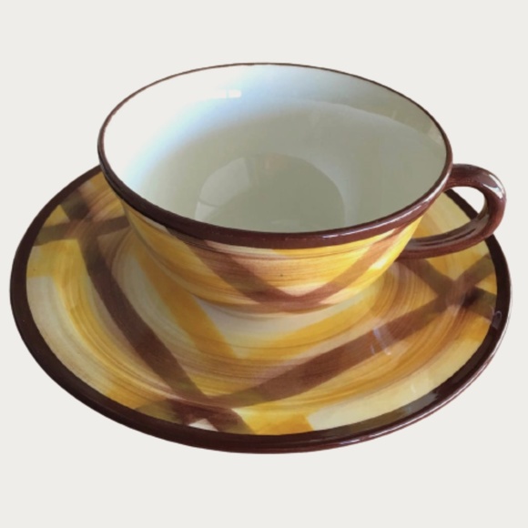 Vernonware Organdie, Kitsch, cup and saucer, yellow/brown plaid (cup/saucer set) - Picture 4 of 5